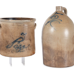 A Stoneware Jug and Crock with 2a93bb