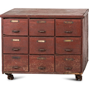 A Red Painted Pine Storage Chest 2a93ca