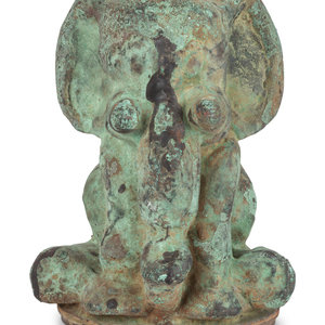 A Molded Copper Elephant-Form Toy