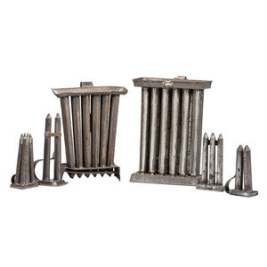 Six Tin Candle Molds
19th Century
comprising