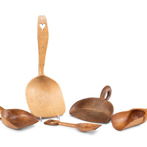Five Wood Grain Scoops 19th Century one 2a9461