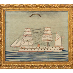An English Wool Embroidered Ship 2a9500