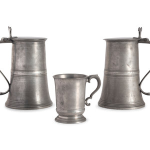 Three English Pewter Table Articles 18th 2a9506