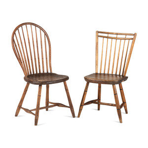Two Spindle Back Windsor Side Chairs 19th 2a9534