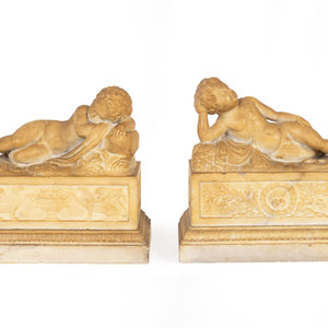 A Pair of Marble Models of Sleeping