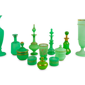 A Collection of Twelve Green Opaline 2a9628