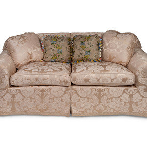 A Pair of Contemporary Damask Upholstered