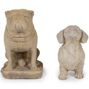 Two Cast Stone Figures of Dogs
20TH