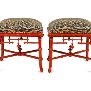 A Pair of Chinoiserie Style Red 2a96df