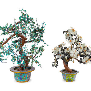 Two Chinese Hardstone Trees in