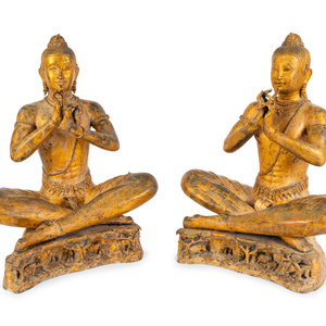 A Pair of Thai Gilt Bronze Figures 2a971d