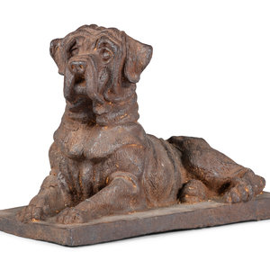 A Cast Iron Reclining Mastiff 20th 2a974f