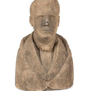 A Carved Stone Bust of a Gentleman 19th 2a974b