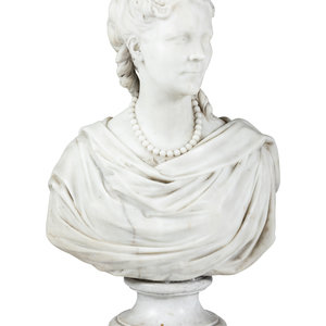 An English White Marble Bust of