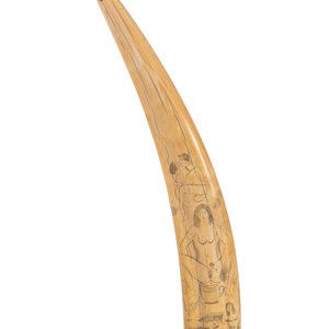 A Scrimshaw Walrus Tusk with Erotic