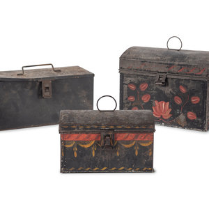 Three Toleware Boxes 19th Century two 2a978d