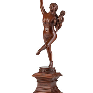 An American Carved Cherrywood Bacchante