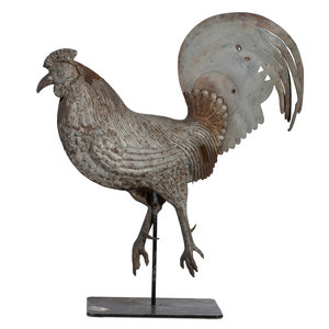 A Cast Iron and Tin Rooster Weathervane 2a97b7