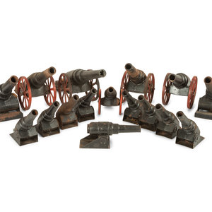 Sixteen Cast Iron Toy Cannons 19th 20th 2a97e2