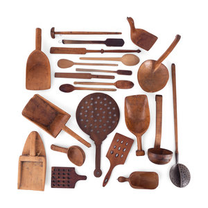 A Group of Wood Grain Scoops, Spoons