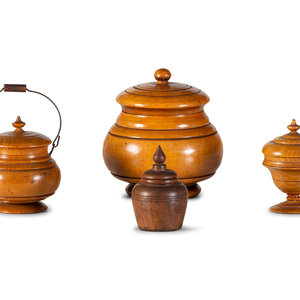 Four Diminutive Treenware Jars 2a9909