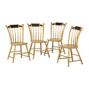 A Set of Four Yellow-Painted and