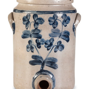 A Cobalt Decorated Stoneware Three-Gallon