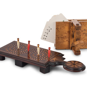 Two Carved Wood Game Elements
comprising