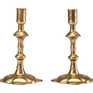 A Pair of English Brass Scalloped-Foot
