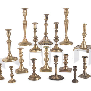 Sixteen English Brass Candlesticks 19th 2a99e8