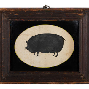 A Cut Paper Silhouette of a Pig Likely 2a9a1e