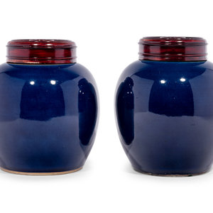 A Pair of Chinese Blue Glazed Porcelain