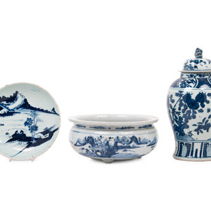 Three Chinese Blue and White Porcelain