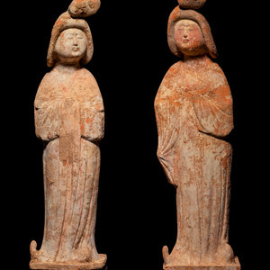 Two Chinese Painted Pottery Figures 2a9ab6