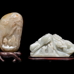 Two Chinese Carved Celadon Jade