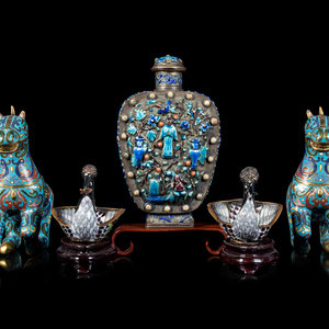Four Chinese Enamel on Metal Articles
LATE
