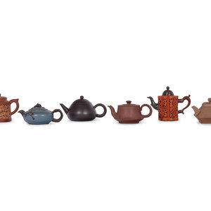 Six Chinese Yixing Zisha Teapots Height 2a9b0e