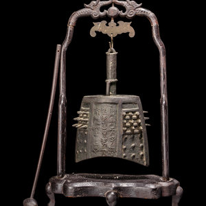 A Chinese Bronze Bell with Stand of 2a9b1d