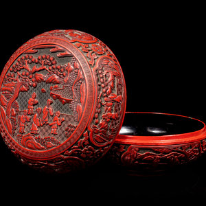 A Chinese Carved Red Lacquer Circular 2a9b53