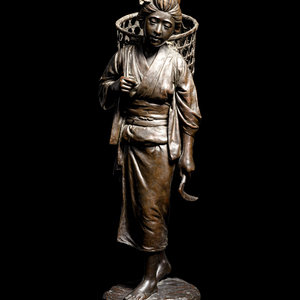 A Bronze Okimono of a Lady EARLY 2a9bc5