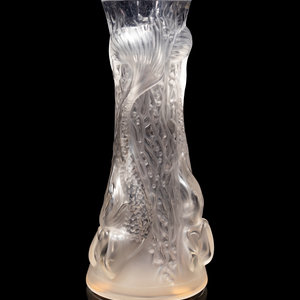 A Lalique Sirenes Bud Vase with 2a9d9c