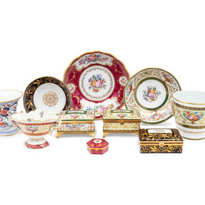 Ten French Painted and Parcel Gilt Porcelain