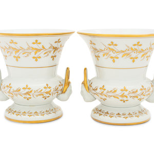 A Pair of French Parcel Gilt Porcelain