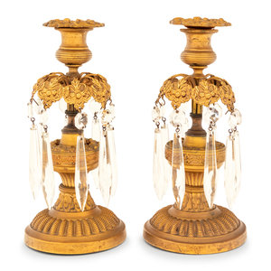 A Pair of Gilt Metal and Glass