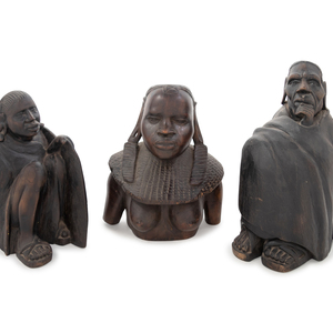 Three African Carved Wood Figures 20th 2a9e3c