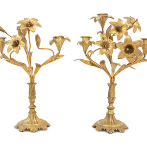 A Pair of Victorian Brass Three Light 2a9e60