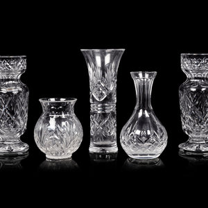 Five Waterford Cut Glass Vases Height 2a9e73
