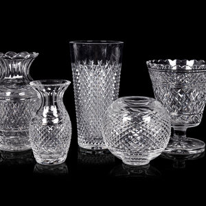 Five Waterford Cut Glass Vases
Height