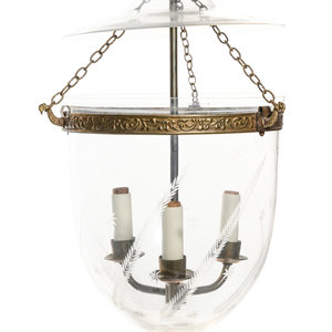 A Brass and Etched Glass Hall Lantern Height 2a9ec1