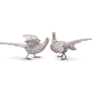 A Pair of Silver Pheasant Table